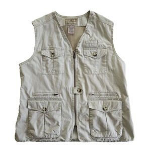 LL Bean Fishing Vest Mens XL Tan Cargo Outdoor Utility Boating Hunting Camping